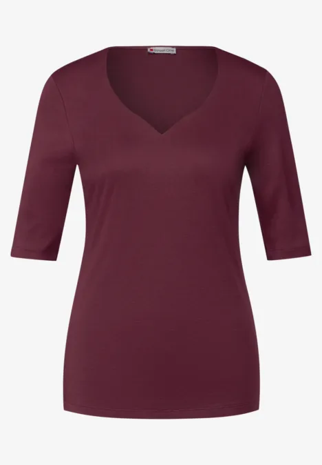 T-Shirt mit Herzausschnitt dark cherry red