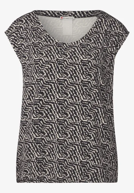 Gemustertes Jersey-Shirt Black