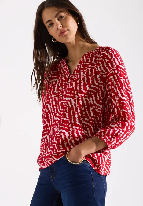 Shirt im Blusen-Look glory red
