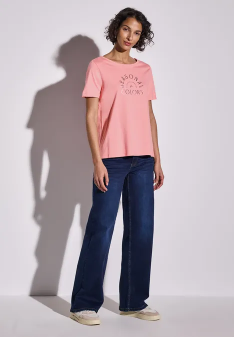 T-Shirt mit Wording blush peach