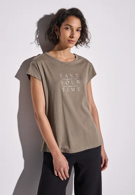 Shirt mit Wording stone brown
