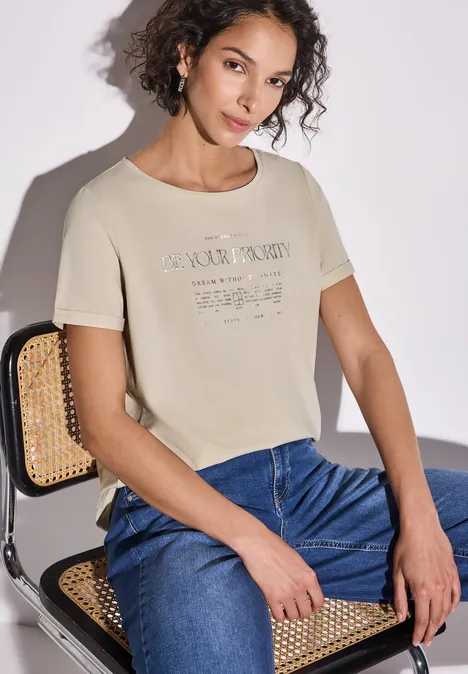Shirt mit Folien-Wording moonstone sand