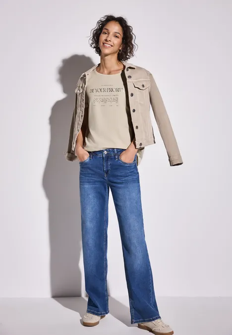 Shirt mit Folien-Wording moonstone sand