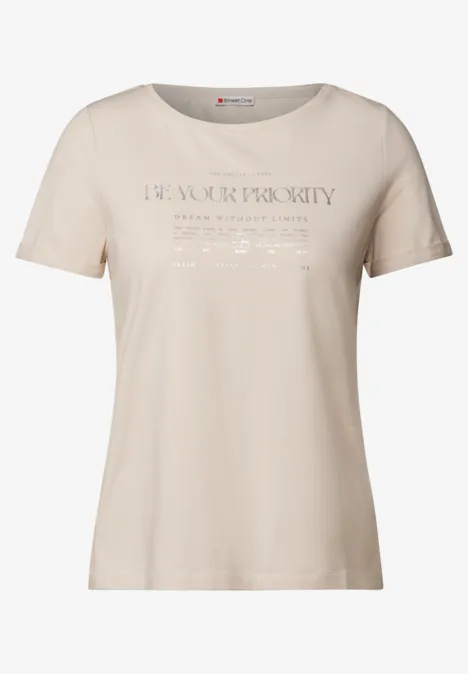 Shirt mit Folien-Wording moonstone sand