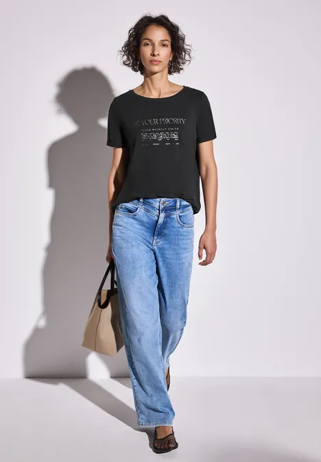 Shirt mit Folien-Wording granite grey