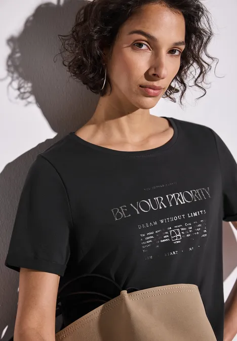 Shirt mit Folien-Wording granite grey