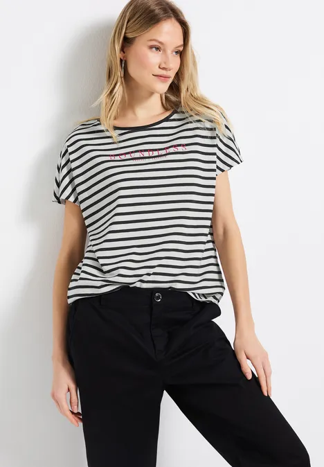 Streifenshirt mit Wording Black
