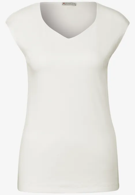Shirt mit Diamant-Ausschnitt off white