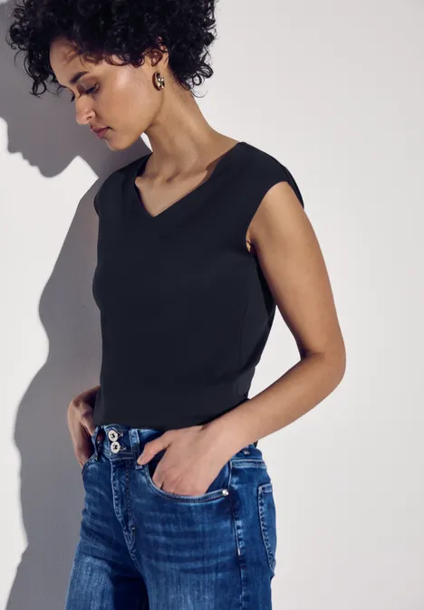 Shirt mit Diamant-Ausschnitt deep blue
