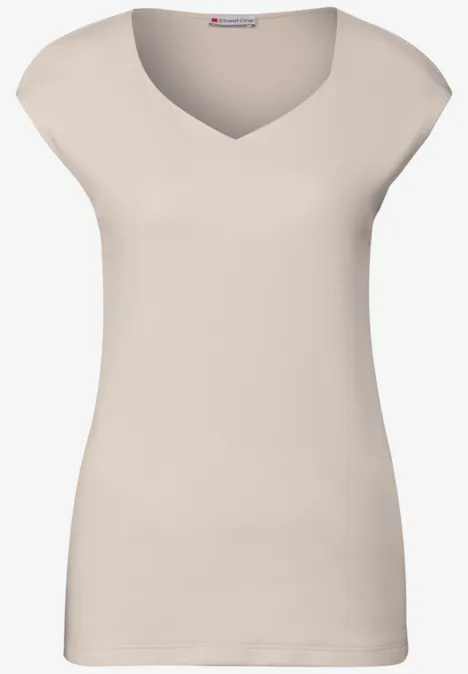T-shirt à encolure diamant smooth sand beige
