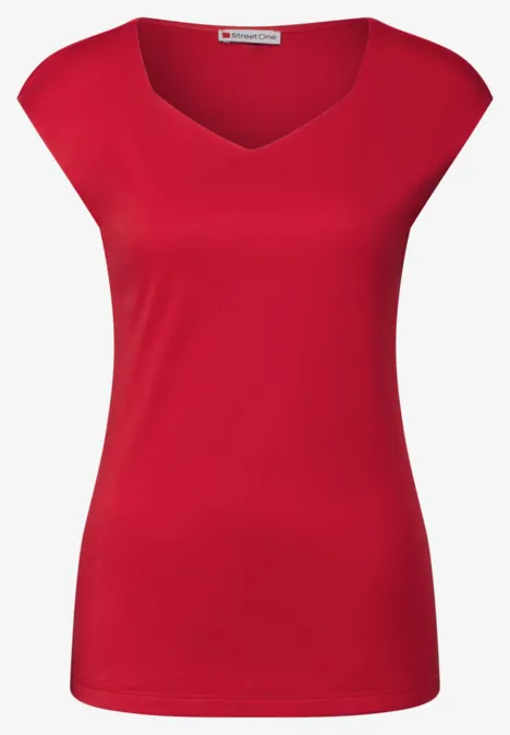 Shirt mit Diamant-Ausschnitt glory red