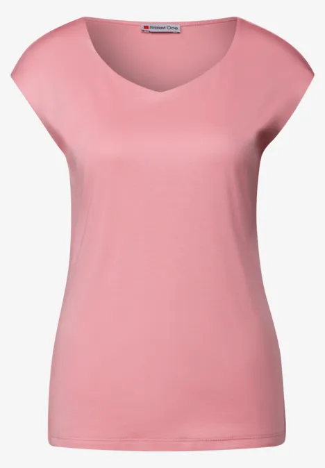 Shirt mit Diamant-Ausschnitt blush peach