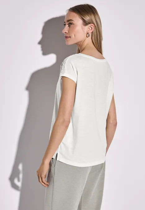 Shirt mit Spitzendetail off white