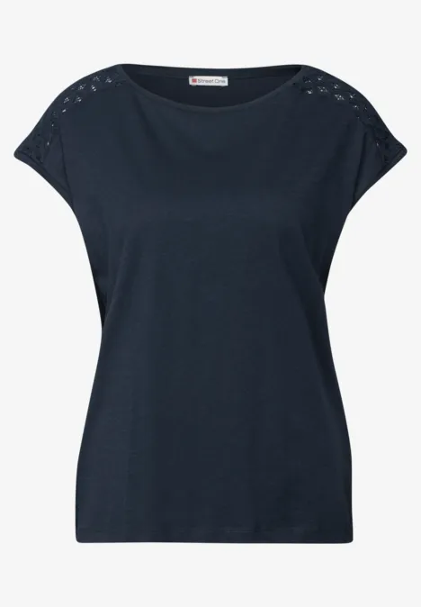 Shirt mit Spitzendetail deep blue