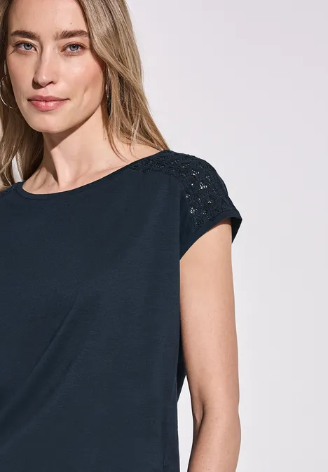 Shirt mit Spitzendetail deep blue