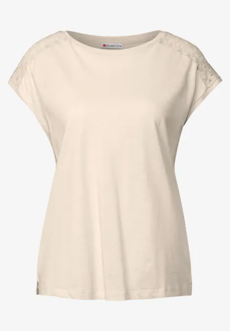 Shirt mit Spitzendetail moonstone sand