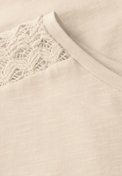 Shirt mit Spitzendetail moonstone sand