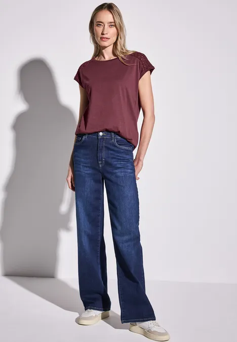 Shirt mit Spitzendetail dark cherry red