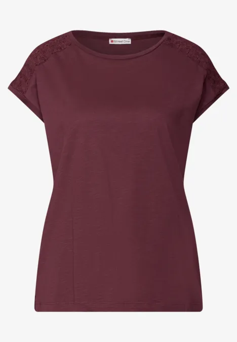 Shirt mit Spitzendetail dark cherry red