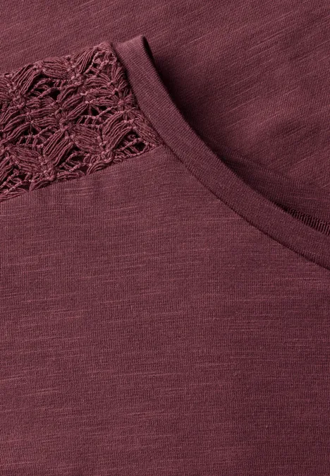 Shirt mit Spitzendetail dark cherry red