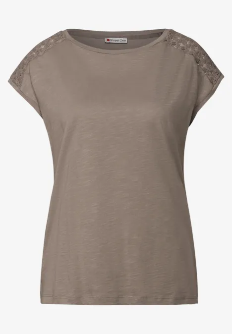 Shirt mit Spitzendetail stone brown