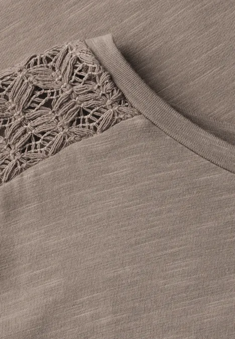 Shirt mit Spitzendetail stone brown
