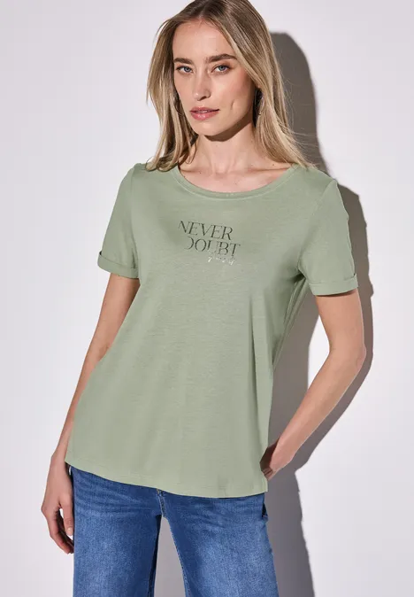 Shirt mit Frontprint soft moss green
