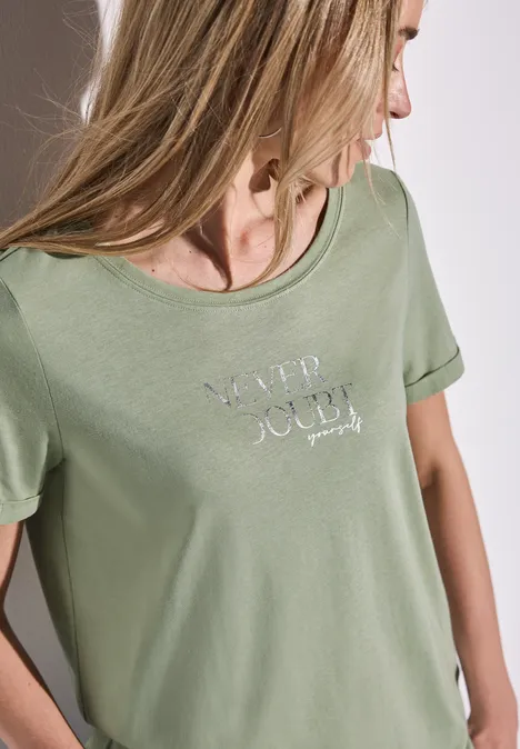 Shirt mit Frontprint soft moss green