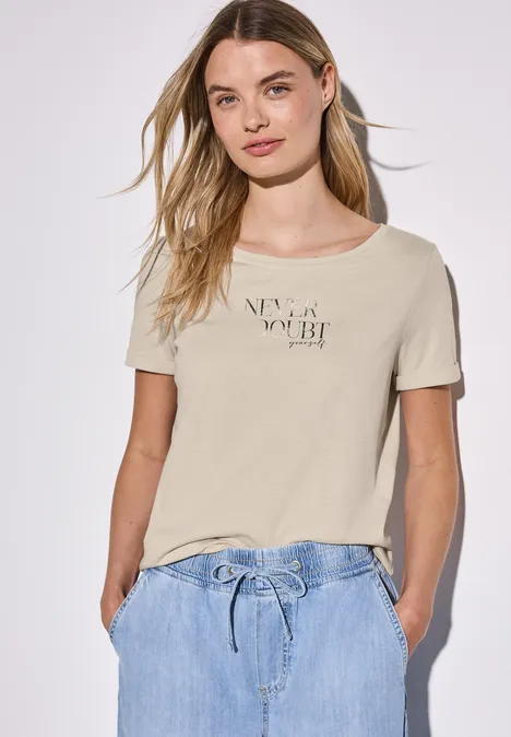 Shirt mit Frontprint moonstone sand
