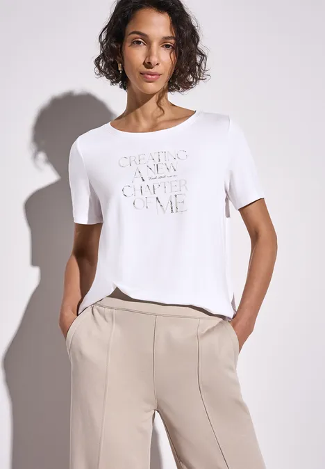 T-Shirt mit Wording Print White
