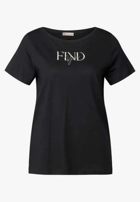 T-Shirt mit Wording Artwork Black