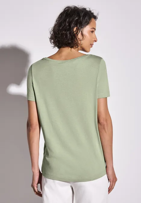 T-Shirt mit Wording Artwork soft moss green