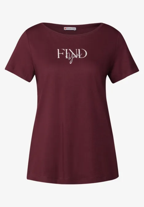 Shirt met tekst kunstwerk dark cherry red