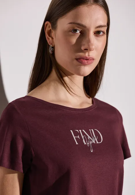 T-Shirt mit Wording Artwork dark cherry red