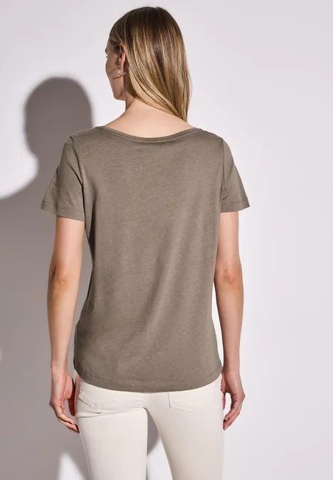 T-Shirt mit Wording Artwork stone brown