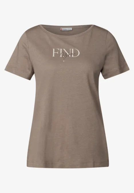 T-Shirt mit Wording Artwork stone brown