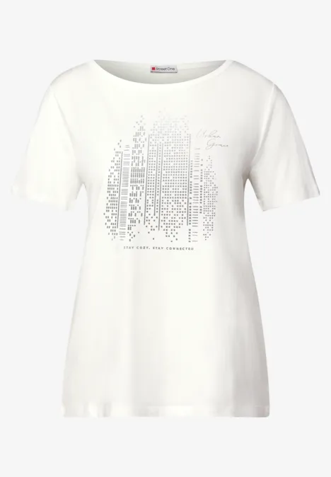 T-Shirt mit Folienprint off white