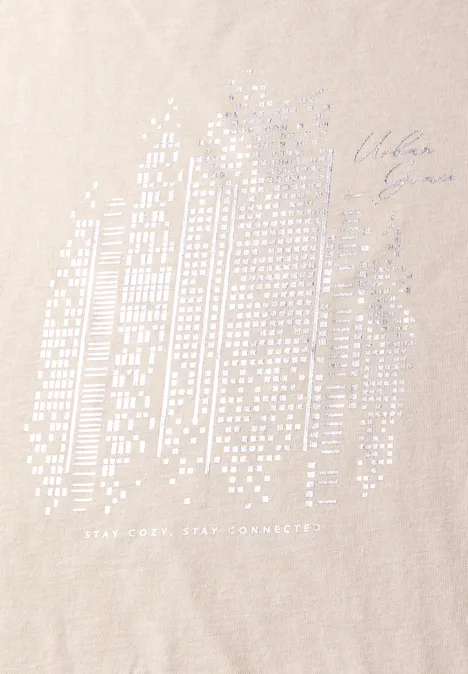 T-Shirt mit Folienprint moonstone sand