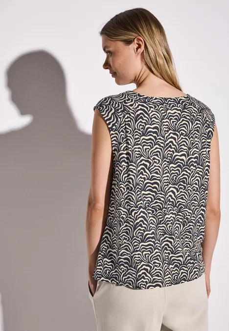 Gemustertes Jersey-Top deep blue