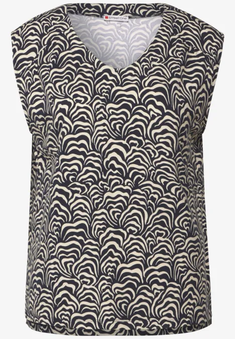 Gemustertes Jersey-Top deep blue