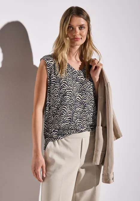 Gemustertes Jersey-Top deep blue