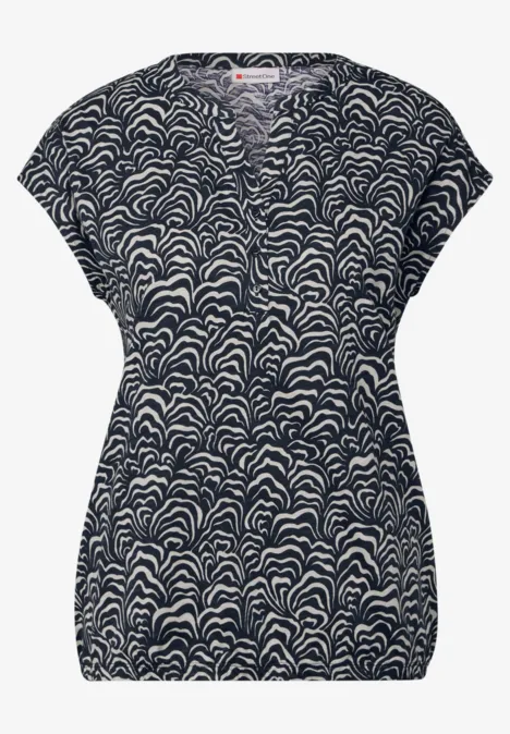 Jersey-Shirt im Blusen-Look deep blue