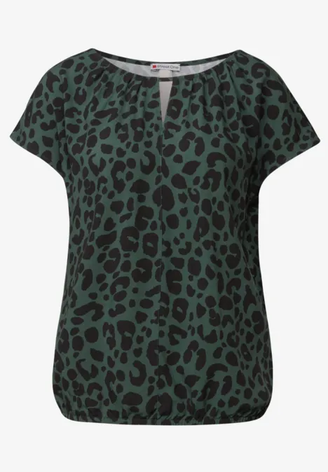 Print-Shirt mit Cut-Out mid green