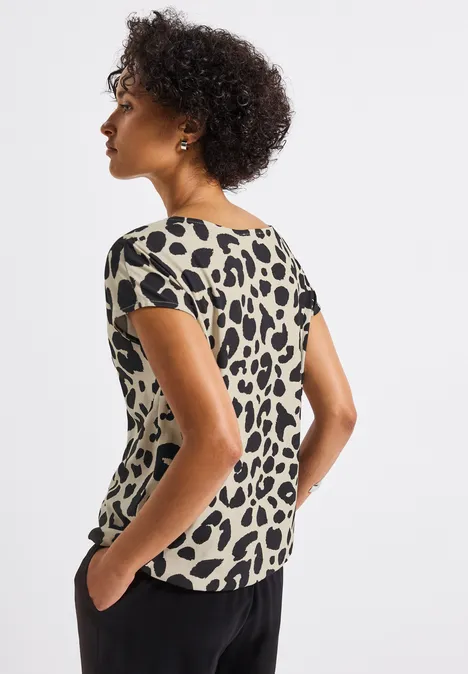 Print-Shirt mit Cut-Out coastal beige