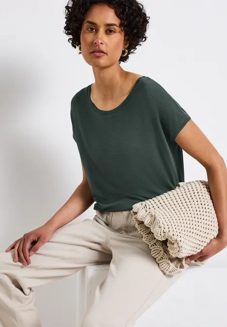 Strick-Look Shirt mid green