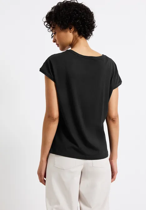 T-Shirt mit Häkeldetails Black