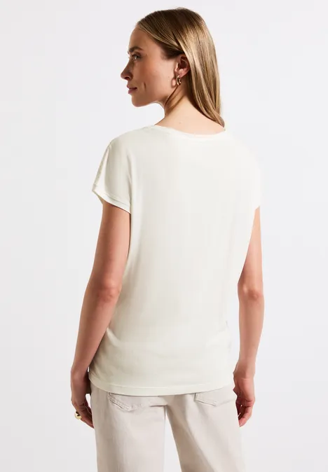 T-Shirt mit Häkeldetails off white