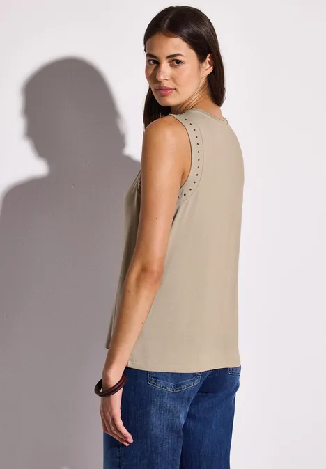 Jerseytop mit Nieten coastal beige