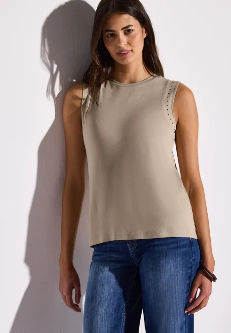 Jerseytop mit Nieten coastal beige