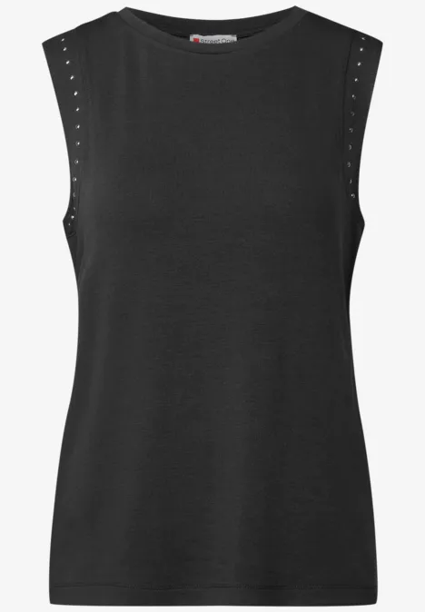 Jerseytop mit Nieten granite grey